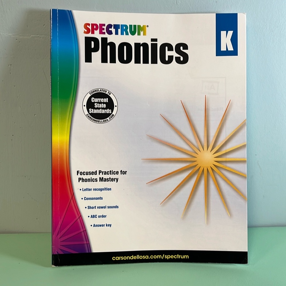 Spectrum Phonics Workbook Kindergarten, Kids Workbook for Home, Age 3-5
